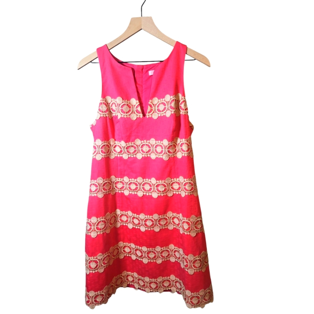 Lilly Pulitzer Pink Lace-Trim Sleeveless Shift Dress